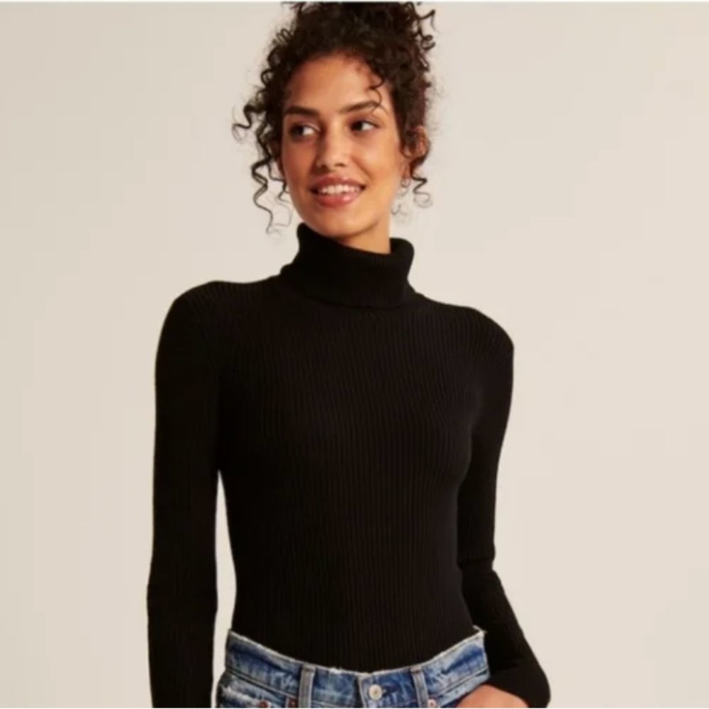 Abercrombie and Fitch Black Ribbed Turtleneck